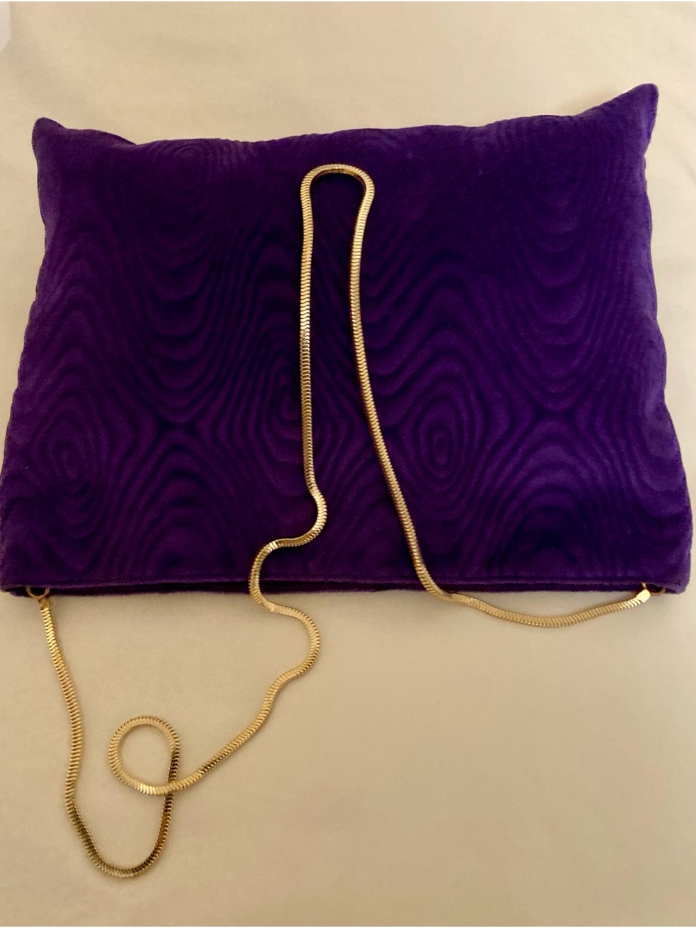 Purple Velvet Crossbody Clutch with Gold Chain
